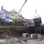 Damaged lock gates being removed, Bude Canal